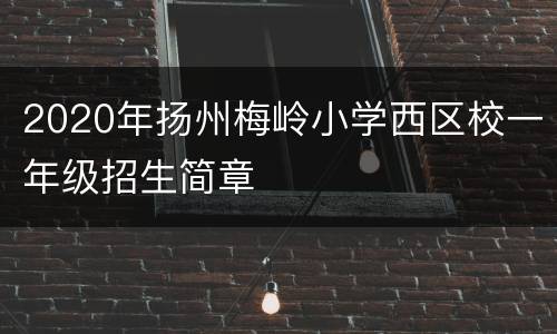 2020年扬州梅岭小学西区校一年级招生简章