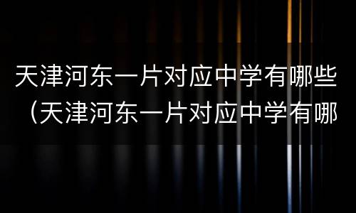 天津河东一片对应中学有哪些（天津河东一片对应中学有哪些学区）