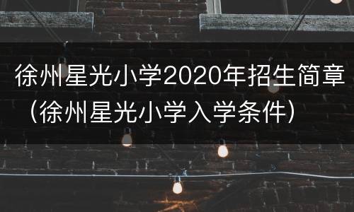 徐州星光小学2020年招生简章（徐州星光小学入学条件）