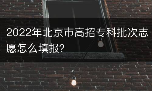 2022年北京市高招专科批次志愿怎么填报？