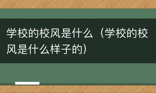 学校的校风是什么（学校的校风是什么样子的）