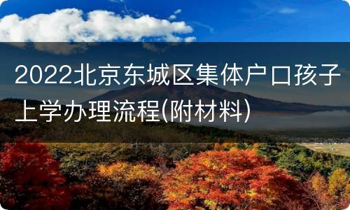 2022北京东城区集体户口孩子上学办理流程(附材料)