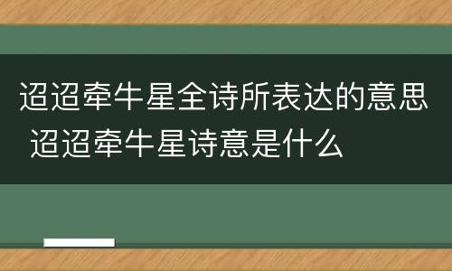 迢迢牵牛星全诗所表达的意思 迢迢牵牛星诗意是什么