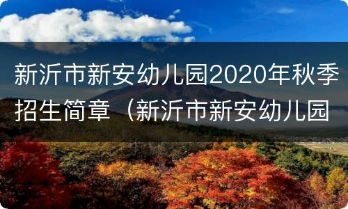 新沂市新安幼儿园2020年秋季招生简章（新沂市新安幼儿园2020年秋季招生简章及答案）