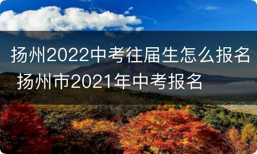 扬州2022中考往届生怎么报名 扬州市2021年中考报名