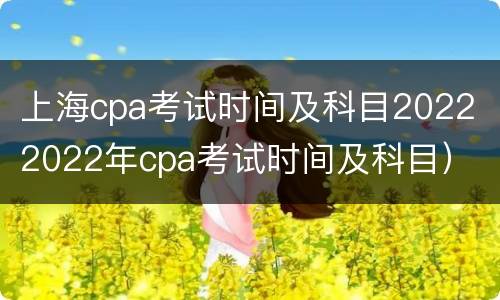 上海cpa考试时间及科目2022（2022年cpa考试时间及科目）