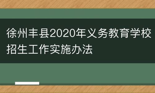 徐州丰县2020年义务教育学校招生工作实施办法