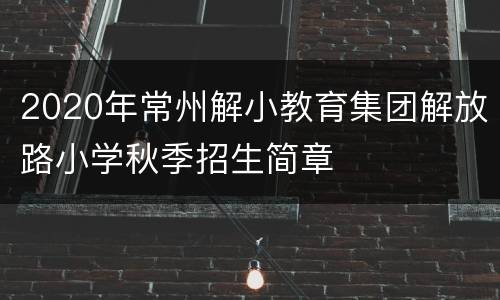 2020年常州解小教育集团解放路小学秋季招生简章