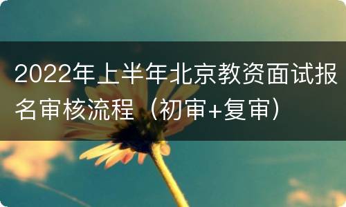 2022年上半年北京教资面试报名审核流程（初审+复审）