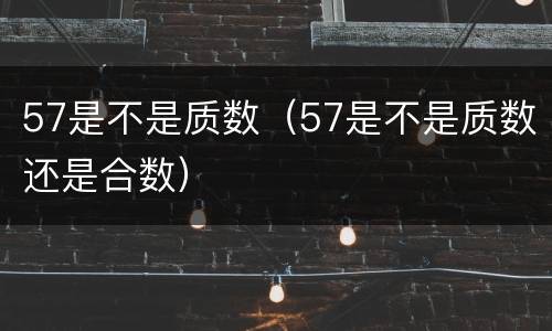 57是不是质数（57是不是质数还是合数）