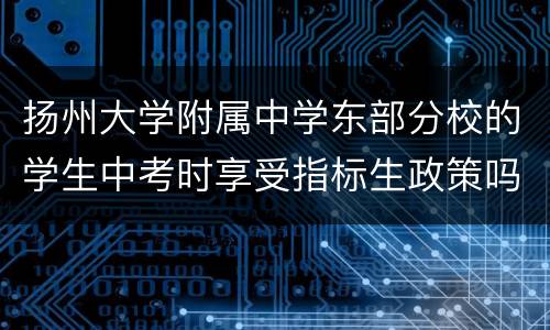 扬州大学附属中学东部分校的学生中考时享受指标生政策吗