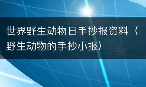 世界野生动物日手抄报资料（野生动物的手抄小报）