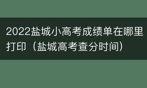 2022盐城小高考成绩单在哪里打印（盐城高考查分时间）