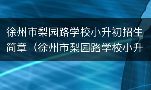 徐州市梨园路学校小升初招生简章（徐州市梨园路学校小升初招生简章电话）