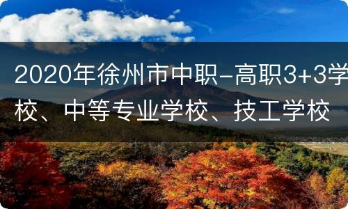 2020年徐州市中职-高职3+3学校、中等专业学校、技工学校征求志愿公告