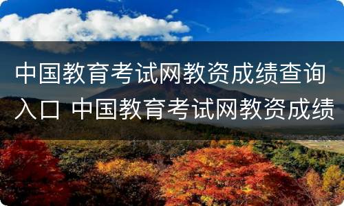 中国教育考试网教资成绩查询入口 中国教育考试网教资成绩查询入口官网