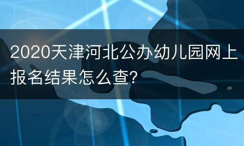 2020天津河北公办幼儿园网上报名结果怎么查？