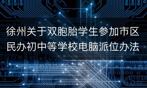 徐州关于双胞胎学生参加市区民办初中等学校电脑派位办法的通知