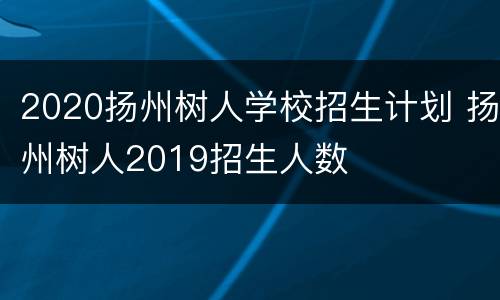 2020扬州树人学校招生计划 扬州树人2019招生人数