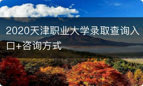 2020天津职业大学录取查询入口+咨询方式