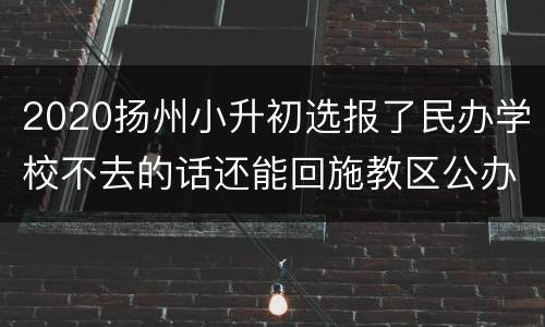 2020扬州小升初选报了民办学校不去的话还能回施教区公办学校上学吗