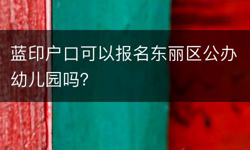 蓝印户口可以报名东丽区公办幼儿园吗？