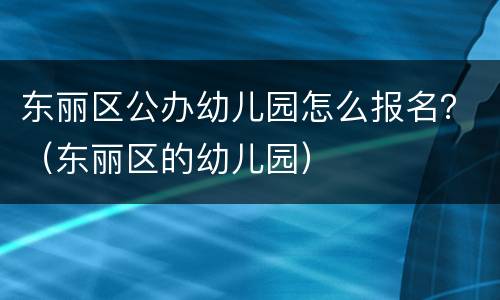 东丽区公办幼儿园怎么报名？（东丽区的幼儿园）