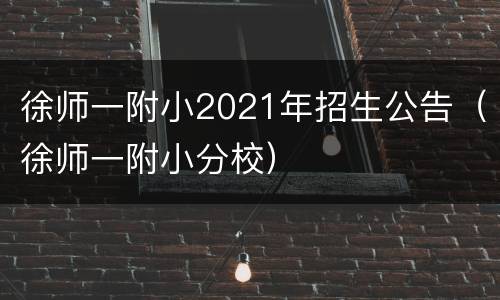 徐师一附小2021年招生公告（徐师一附小分校）