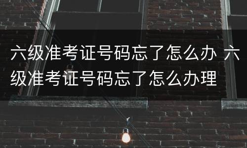 六级准考证号码忘了怎么办 六级准考证号码忘了怎么办理