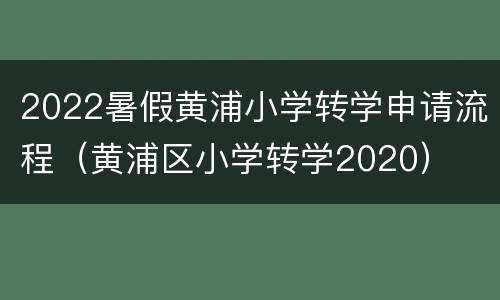 2022暑假黄浦小学转学申请流程（黄浦区小学转学2020）