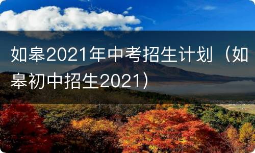 如皋2021年中考招生计划（如皋初中招生2021）