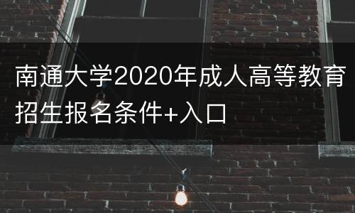 南通大学2020年成人高等教育招生报名条件+入口