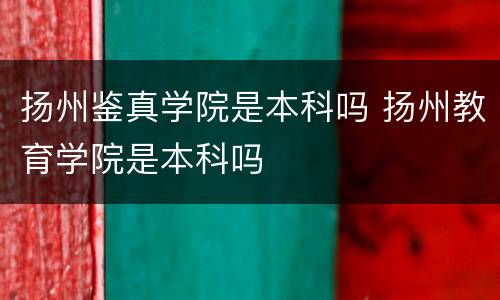 扬州鉴真学院是本科吗 扬州教育学院是本科吗