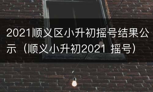 2021顺义区小升初摇号结果公示（顺义小升初2021 摇号）