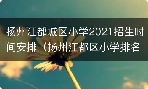 扬州江都城区小学2021招生时间安排（扬州江都区小学排名一览表）