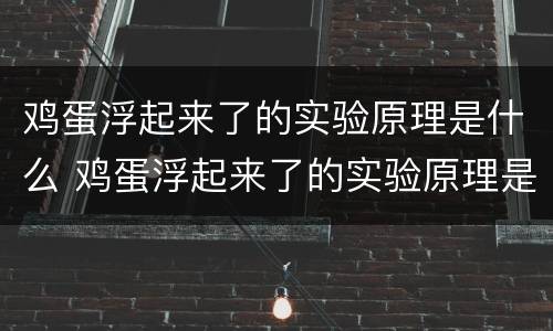 鸡蛋浮起来了的实验原理是什么 鸡蛋浮起来了的实验原理是什么100字