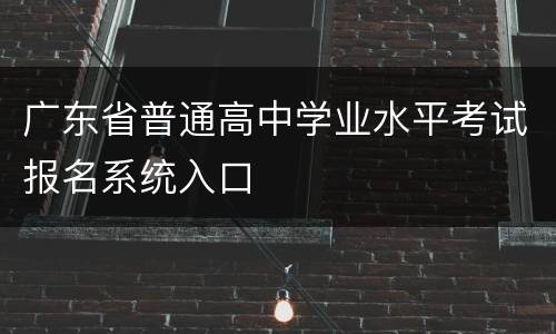 广东省普通高中学业水平考试报名系统入口