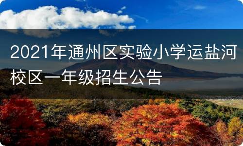 2021年通州区实验小学运盐河校区一年级招生公告