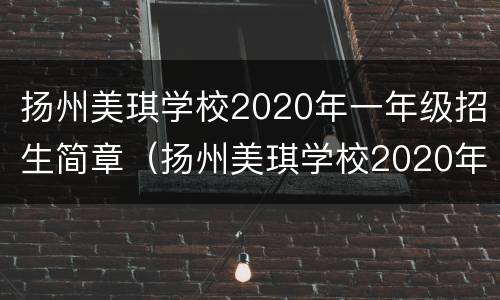 扬州美琪学校2020年一年级招生简章（扬州美琪学校2020年一年级招生简章视频）