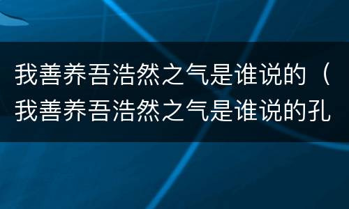 我善养吾浩然之气是谁说的（我善养吾浩然之气是谁说的孔子老子孟子）