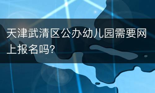 天津武清区公办幼儿园需要网上报名吗？