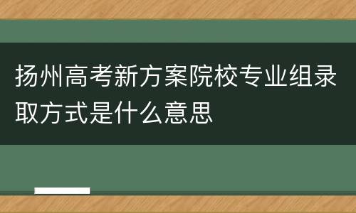 扬州高考新方案院校专业组录取方式是什么意思