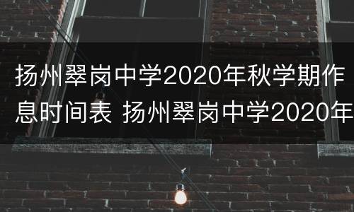 扬州翠岗中学2020年秋学期作息时间表 扬州翠岗中学2020年秋学期作息时间表格