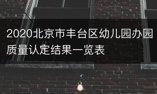 2020北京市丰台区幼儿园办园质量认定结果一览表