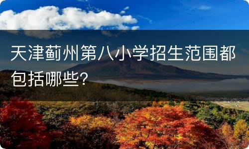 天津蓟州第八小学招生范围都包括哪些？