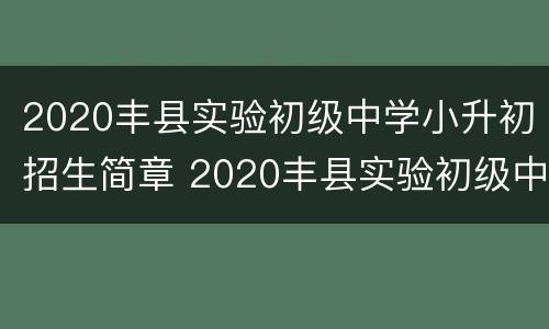 2020丰县实验初级中学小升初招生简章 2020丰县实验初级中学小升初招生简章公布