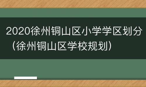 2020徐州铜山区小学学区划分（徐州铜山区学校规划）