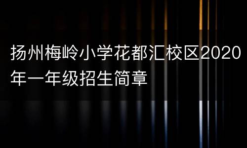 扬州梅岭小学花都汇校区2020年一年级招生简章