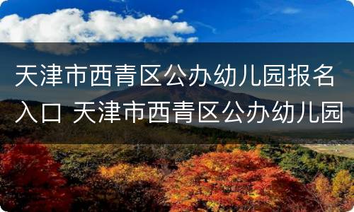 天津市西青区公办幼儿园报名入口 天津市西青区公办幼儿园报名入口官网