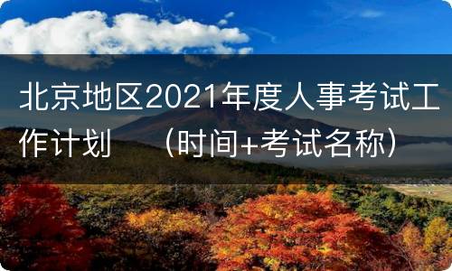 北京地区2021年度人事考试工作计划​（时间+考试名称）